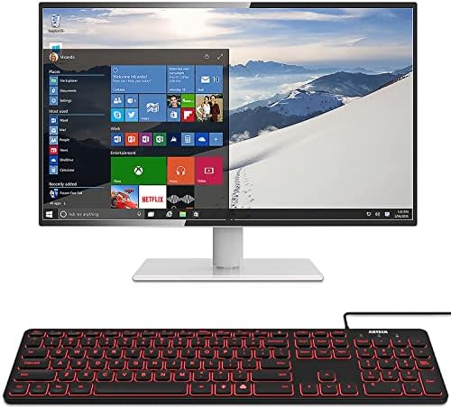 Arteck Backlit USB Wired Full Size Keyboard with Media Hotkey for PC and Laptop