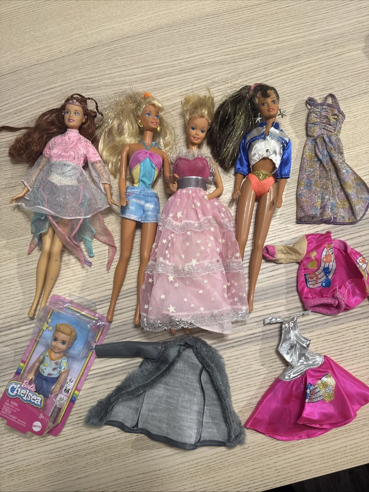 Assorted Vintage Barbie Dolls And Clothing Bundle  Lot Of 4 And 1 Mini Chelsea
