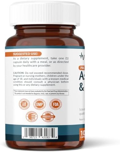Astaxanthin 24mg with Lycopene 50mg Supplement  100 Vegetarian Capsules  Non GMO  Gluten Free