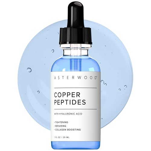 Asterwood Copper Peptides Serum for Face   Tightening  Repairing  Collagen Boosting   with GHK Cu and Hyaluronic Acid   8 Fl Oz