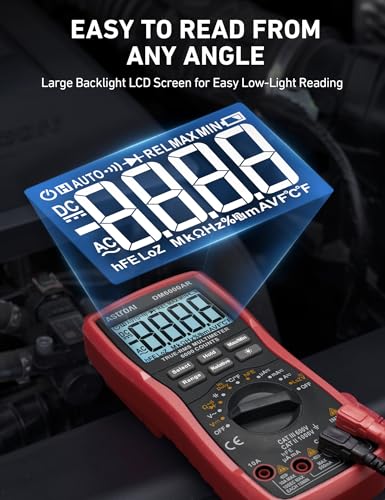 AstroAI Digital Multimeter and Analyzer TRMS 6000 Counts Volt Meter Ohmmeter Auto Ranging Tester; Accurately Measures Voltage Current Resistance Diodes Continuity Duty Cycle Capacitance Temperature