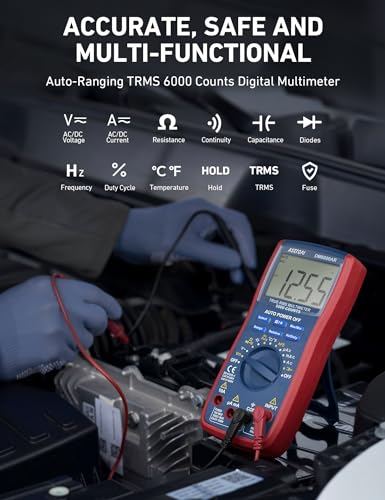 AstroAI Digital Multimeter and Analyzer TRMS 6000 Counts Volt Meter Ohmmeter Auto Ranging Tester; Accurately Measures Voltage Current Resistance Diodes Continuity Duty Cycle Capacitance Temperature