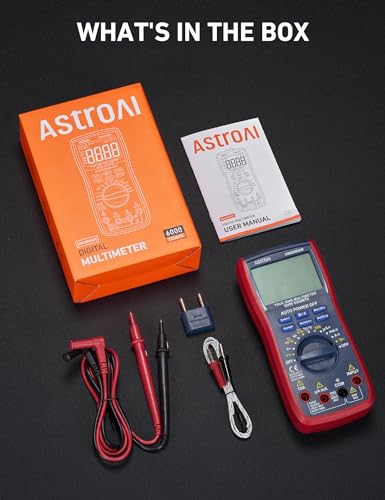 AstroAI Digital Multimeter and Analyzer TRMS 6000 Counts Volt Meter Ohmmeter Auto Ranging Tester; Accurately Measures Voltage Current Resistance Diodes Continuity Duty Cycle Capacitance Temperature