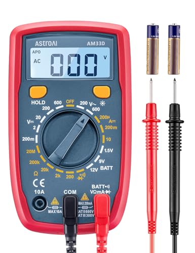AstroAI Digital Multimeter Tester 2000 Counts with DC AC Voltmeter and Ohm Volt Amp Meter; Measures Voltage  Current  Resistance  Continuity and Diode  Blue