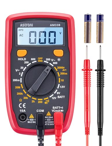 AstroAI Digital Multimeter Tester 2000 Counts with DC AC Voltmeter and Ohm Volt Amp Meter; Measures Voltage  Current  Resistance  Continuity and Diode  Blue