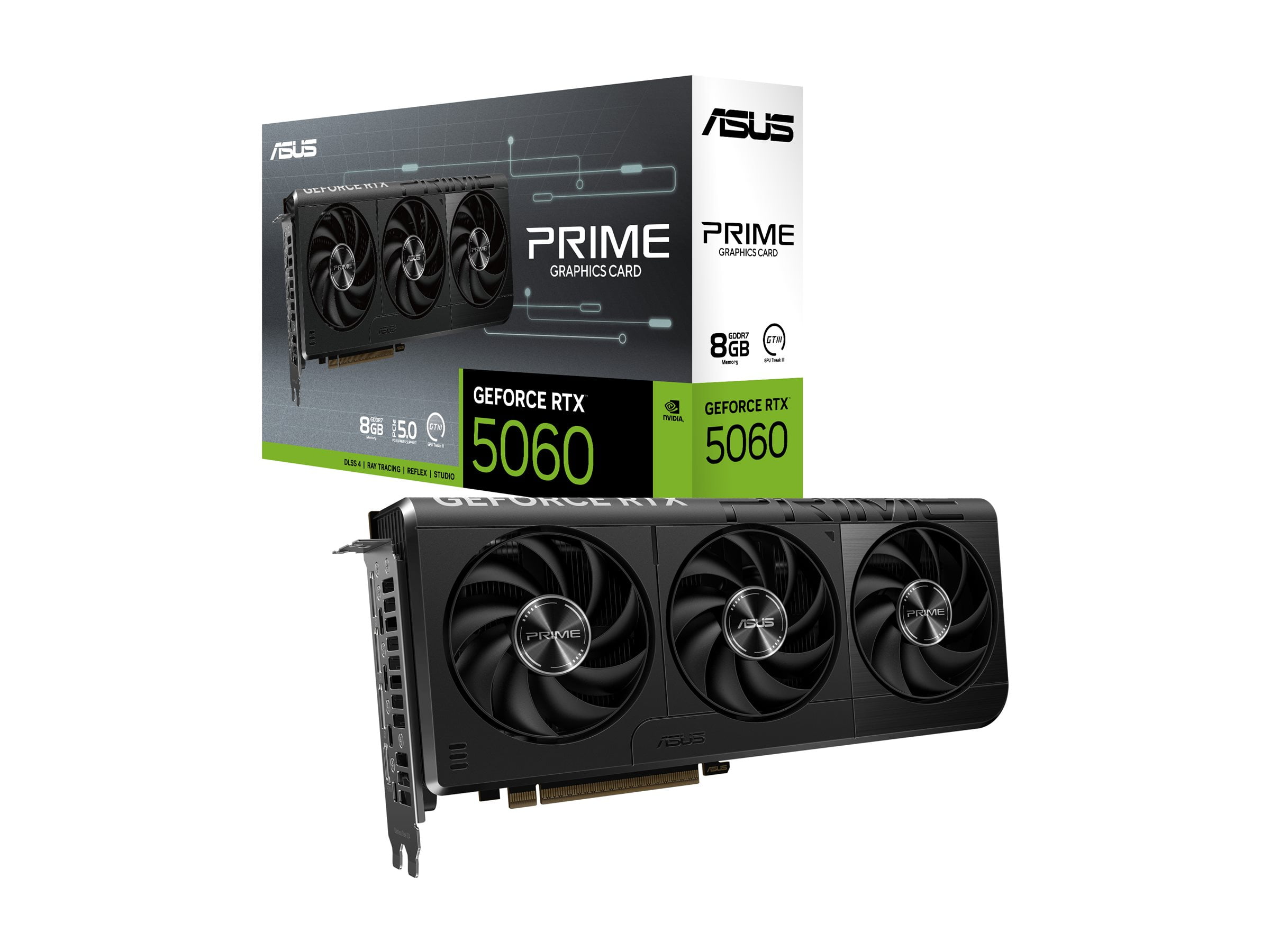 Asus NVIDIA GeForce RTX 5060 Graphic Card   8 GB GDDR7   7680 x 4320   2 53 GHz Boost Clock   128 bit Bus Width   PCI Express 5 0   DisplayPort   3 x DisplayPort   HDMI