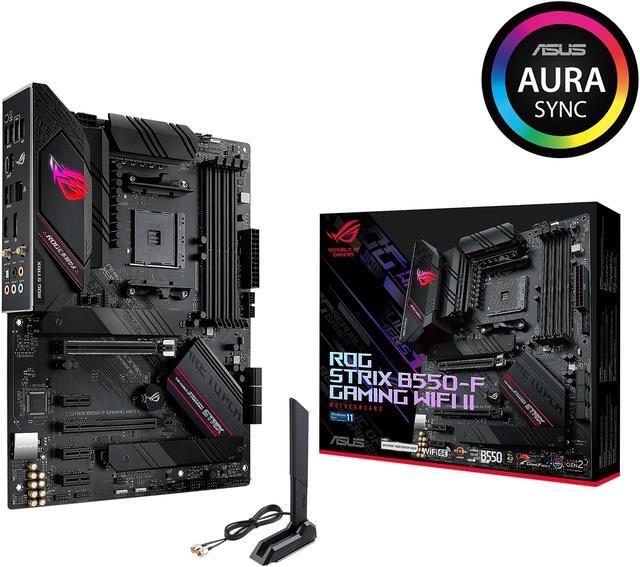 Placa base para juegos Asus ROG STRIX B550-F GAMING WIFI II AMD AM4 (Ryzen de 3.ª generación) ATX (PCIe 4.0, WiFi 6E, LAN de 2,5 Gb, BIOS FlashBack, HDMI 2.1, encabezado RGB direccionable de 2.ª generación y AURA Sync).