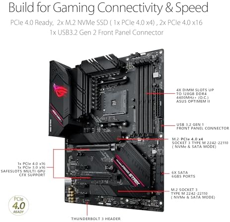 Asus ROG Strix B550 F Gaming WiFi II AMD AM4  3rd Gen Ryzen  ATX Gaming Motherboard  PCIe 4 0 WiFi 6E  2 5Gb LAN  BIOS Flashback  HDMI 2 1  Addressable Gen 2 RGB Header and Aura Sync 