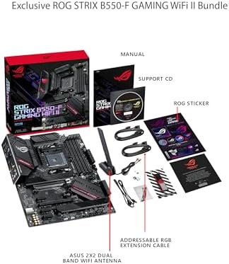 Asus ROG Strix B550 F Gaming WiFi II AMD AM4  3rd Gen Ryzen  ATX Gaming Motherboard  PCIe 4 0 WiFi 6E  2 5Gb LAN  BIOS Flashback  HDMI 2 1  Addressable Gen 2 RGB Header and Aura Sync 