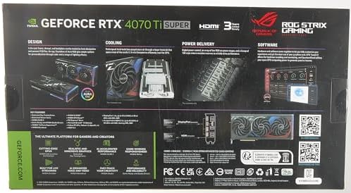 Asus Tarjeta gráfica ROG Strix GeForce RTX 4070 Ti Super OC - 16GB GDDR6X, 2X HDMI, 3X DP