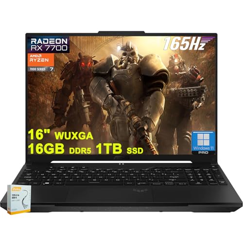Asus TUF Gaming A16 Laptop   16 WUXGA 165Hz 100  sRGB   AMD 8 core Ryzen 7 7735HS   16GB DDR5 1TB SSD   Radeon RX7700S 8GB Graphic  >RTX4060    Backlit USB C USB4 Win11Pro w/DLCA Accessory