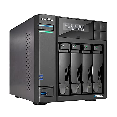 Asustor Lockerstor 4 Gen2   AS6704T   4 Bay NAS  Quad Core 2 0GHz Processor  4 M 2 NVMe Slots  PCIe 3 0   Dual 2 5GbE  Expandable to 10GbE  4GB DDR4 RAM   No Drive