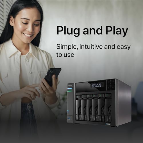 Asustor Lockerstor 6 Gen2 AS6706T 6 Bay NAS Quad Core 2 0 GHz CPU 4X M 2 NVMe Slots Dual 2 5GbE Upgradable to 10GbE 8GB DDR4 RAM Content Creation Network Attached Storage Diskless