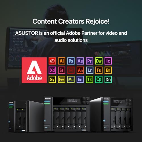 Asustor Lockerstor 6 Gen2 AS6706T 6 Bay NAS Quad Core 2 0 GHz CPU 4X M 2 NVMe Slots Dual 2 5GbE Upgradable to 10GbE 8GB DDR4 RAM Content Creation Network Attached Storage Diskless