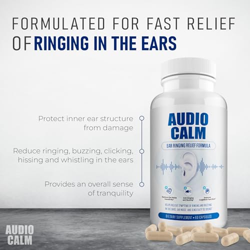 Audio Calm - Alivio de tinnitus para oídos zumbidos, vitaminas para la salud del oído, solución natural para aliviar el tinnitus, alivio rápido de zumbido de oído, zumbidos, clics y reduce el ruido