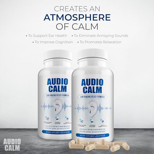Audio Calm - Alivio de tinnitus para oídos zumbidos, vitaminas para la salud del oído, solución natural para aliviar el tinnitus, alivio rápido de zumbido de oído, zumbidos, clics y reduce el ruido