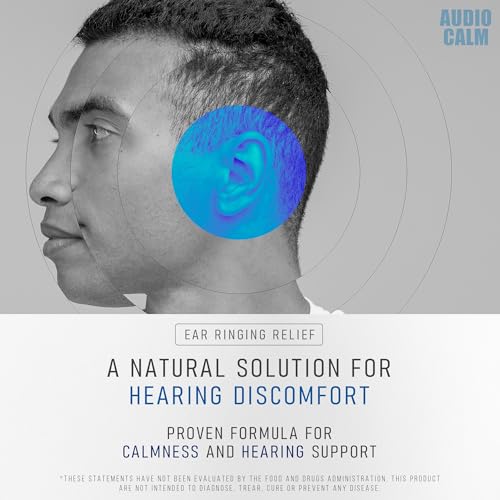 Audio Calm - Alivio de tinnitus para oídos zumbidos, vitaminas para la salud del oído, solución natural para aliviar el tinnitus, alivio rápido de zumbido de oído, zumbidos, clics y reduce el ruido