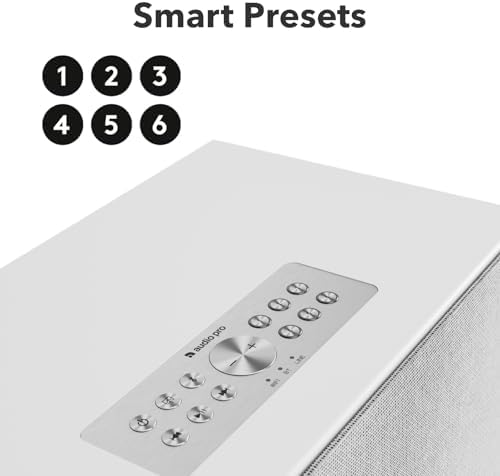 Audio Pro C10 MKII Wireless Speaker  WiiM Edition   High Fidelity Sound  Multi Room  Bluetooth  Wi Fi   Compatible with AirPlay 2  Google Cast  Siri  WiiM Home App  Stream Spotify  TIDAL & More  White