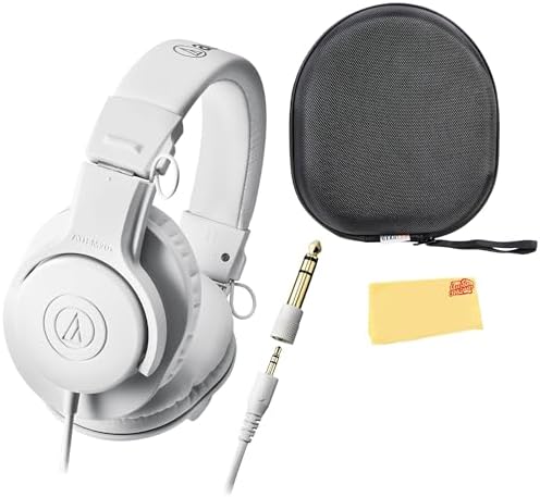 Audio Technica ATH M30x Professional Monitor Headphones   Black Bundle with Case  Stand  Pouch  and Austin Bazaar Polishing Cloth