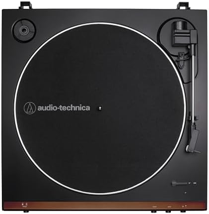 Audio Technica AT LP60X BK Fully Automatic Belt Drive Stereo Turntable  Black  Hi Fi  2 Speed  Dust Cover  Anti Resonance  Die Cast Aluminum Platter