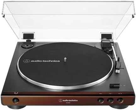 Audio Technica AT LP60X BK Fully Automatic Belt Drive Stereo Turntable  Black  Hi Fi  2 Speed  Dust Cover  Anti Resonance  Die Cast Aluminum Platter