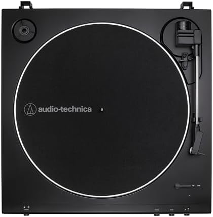 Audio Technica AT LP60X BK Fully Automatic Belt Drive Stereo Turntable  Black  Hi Fi  2 Speed  Dust Cover  Anti Resonance  Die Cast Aluminum Platter