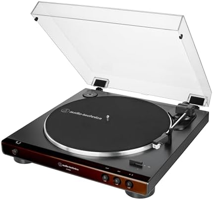 Audio Technica AT LP60X BK Fully Automatic Belt Drive Stereo Turntable  Black  Hi Fi  2 Speed  Dust Cover  Anti Resonance  Die Cast Aluminum Platter