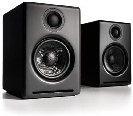 Audioengine A2  Desktop 24 Bit Wireless Bluetooth Desktop Speakers   60W Computer Speakers for Music and Gaming