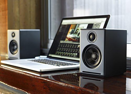 Audioengine A2  Desktop 24 Bit Wireless Bluetooth Desktop Speakers   60W Computer Speakers for Music and Gaming