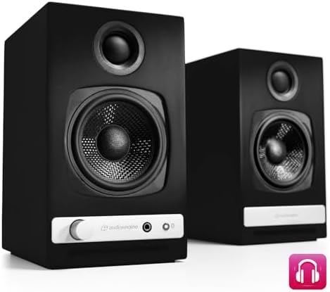 Audioengine A2  Desktop 24 Bit Wireless Bluetooth Desktop Speakers   60W Computer Speakers for Music and Gaming