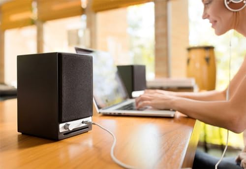 Audioengine A2  Desktop 24 Bit Wireless Bluetooth Desktop Speakers   60W Computer Speakers for Music and Gaming