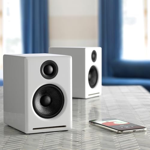 Audioengine A2  Desktop 24 Bit Wireless Bluetooth Desktop Speakers   60W Computer Speakers for Music and Gaming