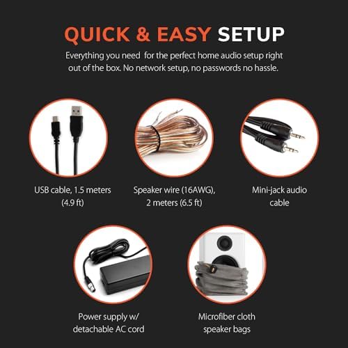 Audioengine A2  Desktop 24 Bit Wireless Bluetooth Desktop Speakers   60W Computer Speakers for Music and Gaming