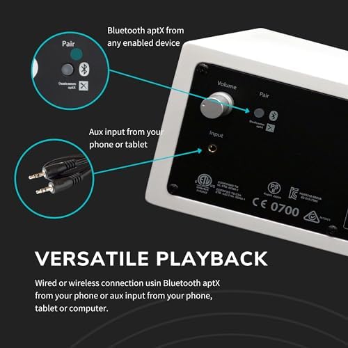 Audioengine A2  Desktop 24 Bit Wireless Bluetooth Desktop Speakers   60W Computer Speakers for Music and Gaming