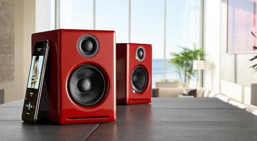 Audioengine A2  Desktop 24 Bit Wireless Bluetooth Desktop Speakers   60W Computer Speakers for Music and Gaming