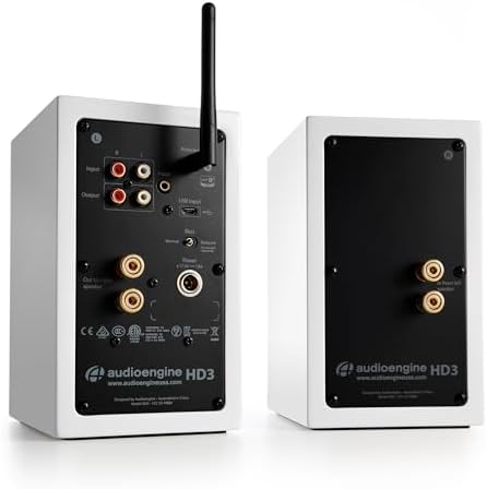 Audioengine A2  Desktop 24 Bit Wireless Bluetooth Desktop Speakers   60W Computer Speakers for Music and Gaming