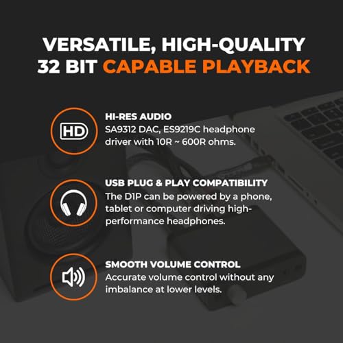 Audioengine D1 32 bit Desktop DAC and Headphone Amp  Preamp  Laptop  Amplifier  Gamers and Musicians