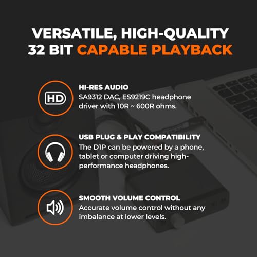 Audioengine D1 32 bit Desktop DAC and Headphone Amp  Preamp  Laptop  Amplifier  Gamers and Musicians