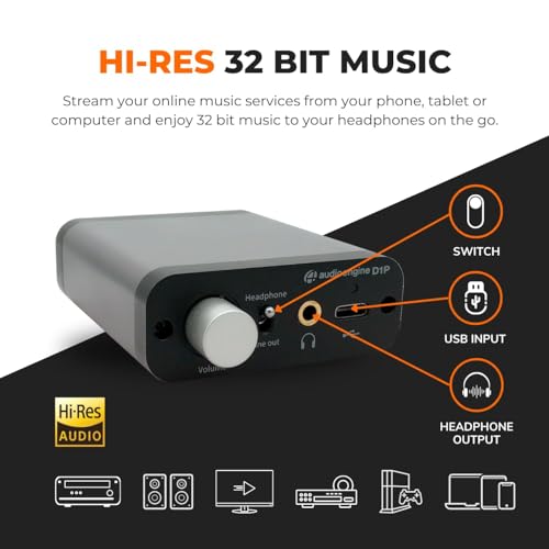 Audioengine D1 32 bit Desktop DAC and Headphone Amp  Preamp  Laptop  Amplifier  Gamers and Musicians