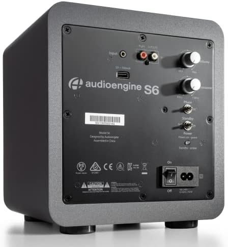 Audioengine S6 210W Compact Powered Mini Subwoofer  Powerful Bass in a Small Package   Great for Desktops  Apartments  Offices and Gaming Setups