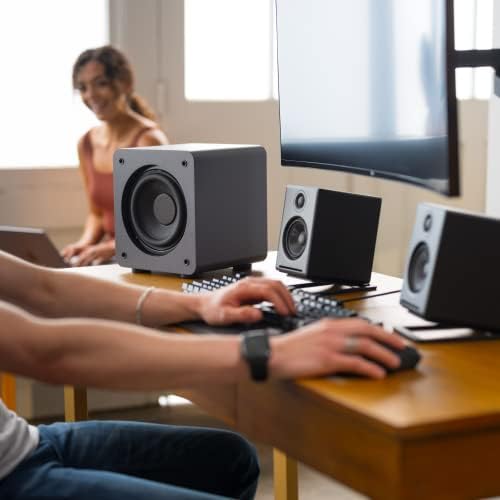 Audioengine S6 210W Compact Powered Mini Subwoofer  Powerful Bass in a Small Package   Great for Desktops  Apartments  Offices and Gaming Setups