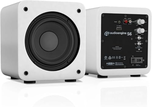 Audioengine S6 210W Compact Powered Mini Subwoofer  Powerful Bass in a Small Package   Great for Desktops  Apartments  Offices and Gaming Setups
