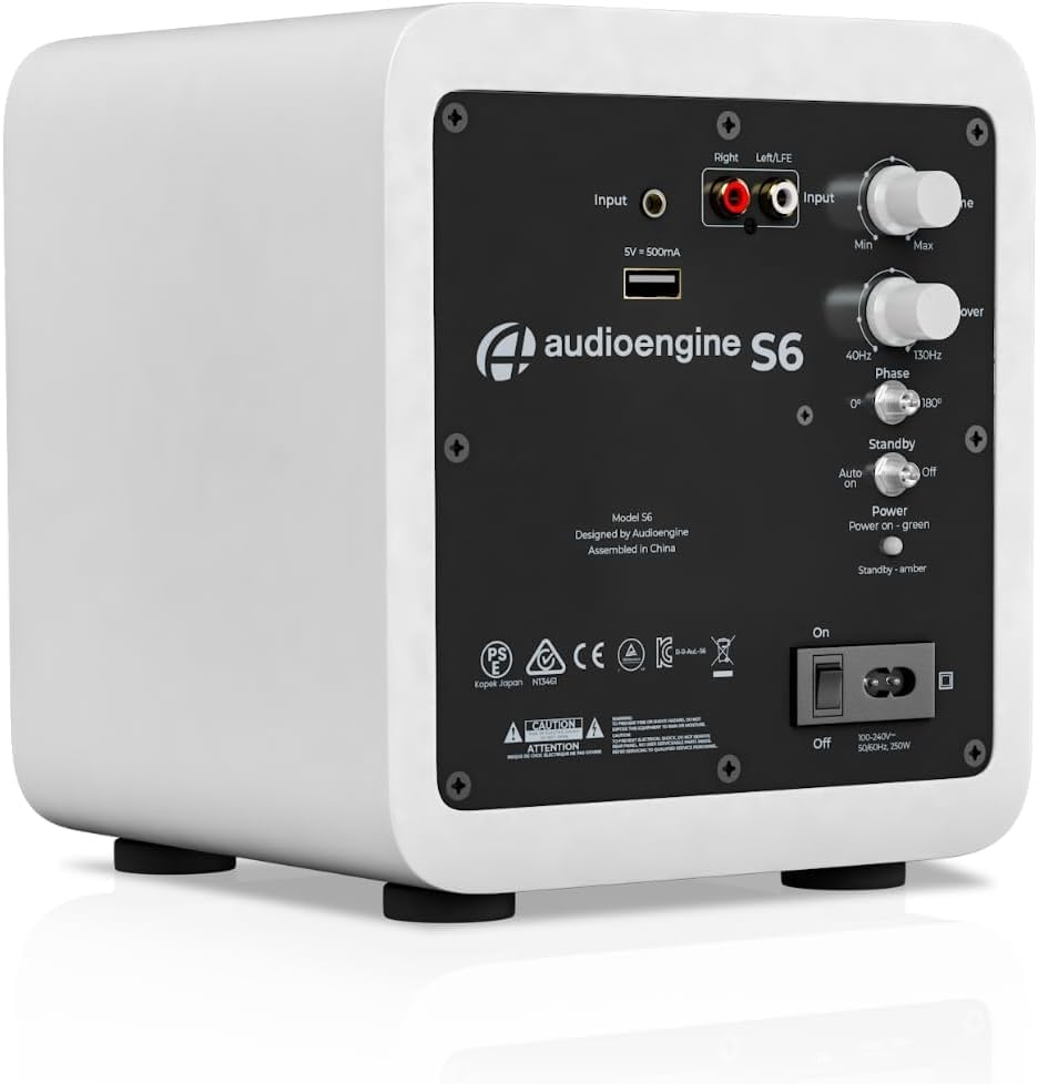 Audioengine S6 210W Compact Powered Mini Subwoofer  Powerful Bass in a Small Package   Great for Desktops  Apartments  Offices and Gaming Setups