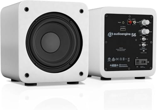 Audioengine S6 210W Compact Powered Mini Subwoofer  Powerful Bass in a Small Package   Great for Desktops  Apartments  Offices and Gaming Setups