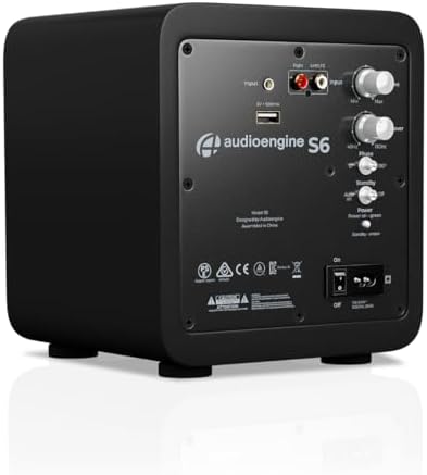 Audioengine S6 210W Compact Powered Mini Subwoofer  Powerful Bass in a Small Package   Great for Desktops  Apartments  Offices and Gaming Setups