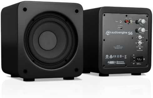 Audioengine S6 210W Compact Powered Mini Subwoofer  Powerful Bass in a Small Package   Great for Desktops  Apartments  Offices and Gaming Setups