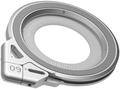 Aulumu G09 Magnetic Ring Grip   Omnidirectional Rotation   MagSafe Compatible   Aluminium Alloy Construction   Stable Dual Sided Magnetic Attachment   Includes Handle Ring Phone Stand  Silver
