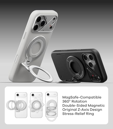Aulumu G09 Magnetic Ring Grip   Omnidirectional Rotation   MagSafe Compatible   Aluminium Alloy Construction   Stable Dual Sided Magnetic Attachment   Includes Handle Ring Phone Stand  Silver