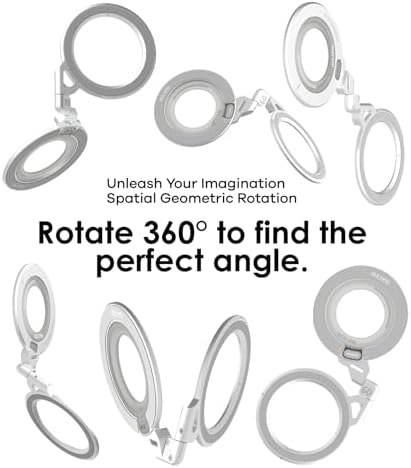 Aulumu G09 Magnetic Ring Grip   Omnidirectional Rotation   MagSafe Compatible   Aluminium Alloy Construction   Stable Dual Sided Magnetic Attachment   Includes Handle Ring Phone Stand  Silver
