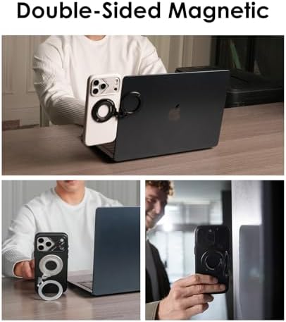 Aulumu G09 Magnetic Ring Grip   Omnidirectional Rotation   MagSafe Compatible   Aluminium Alloy Construction   Stable Dual Sided Magnetic Attachment   Includes Handle Ring Phone Stand  Silver